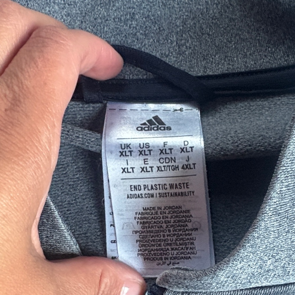 Adidas Gray Full-Zip Jacket with navy stripes - Picture 2 of 6